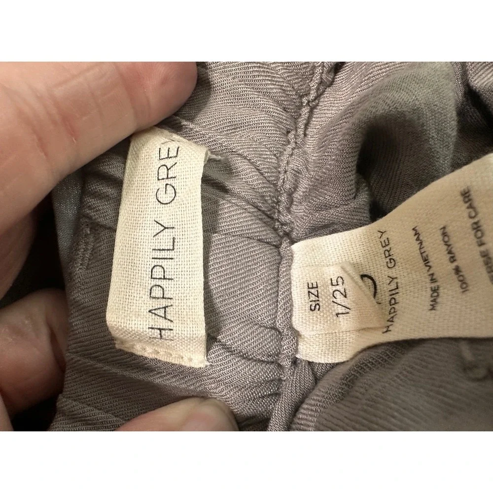 Happily Grey Womens Gray Rayon Wide‎ Leg Cargo Utility Pants Size 1/25 High Rise